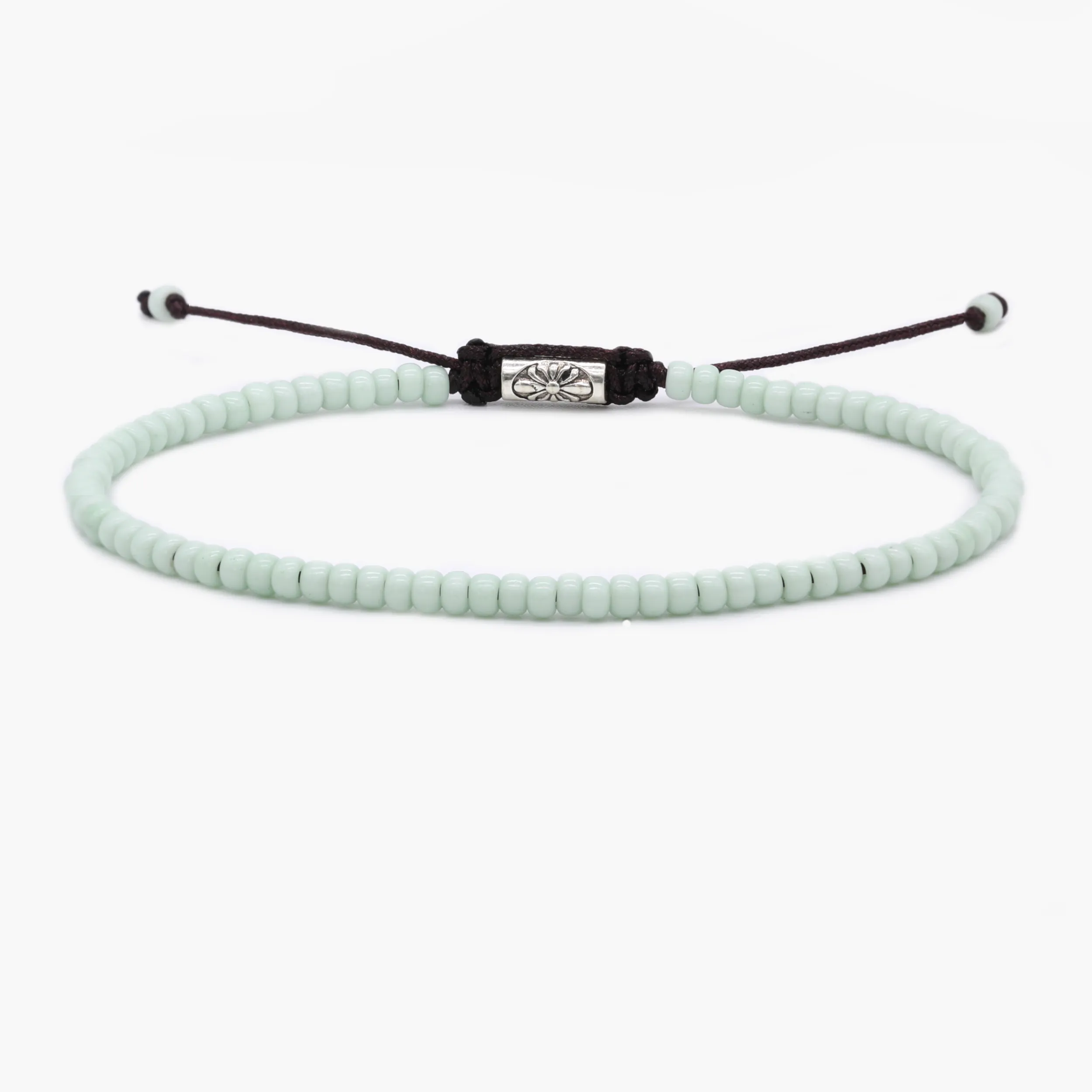 2mm Glass Beads Adjustable Bracelet (Mint Green)