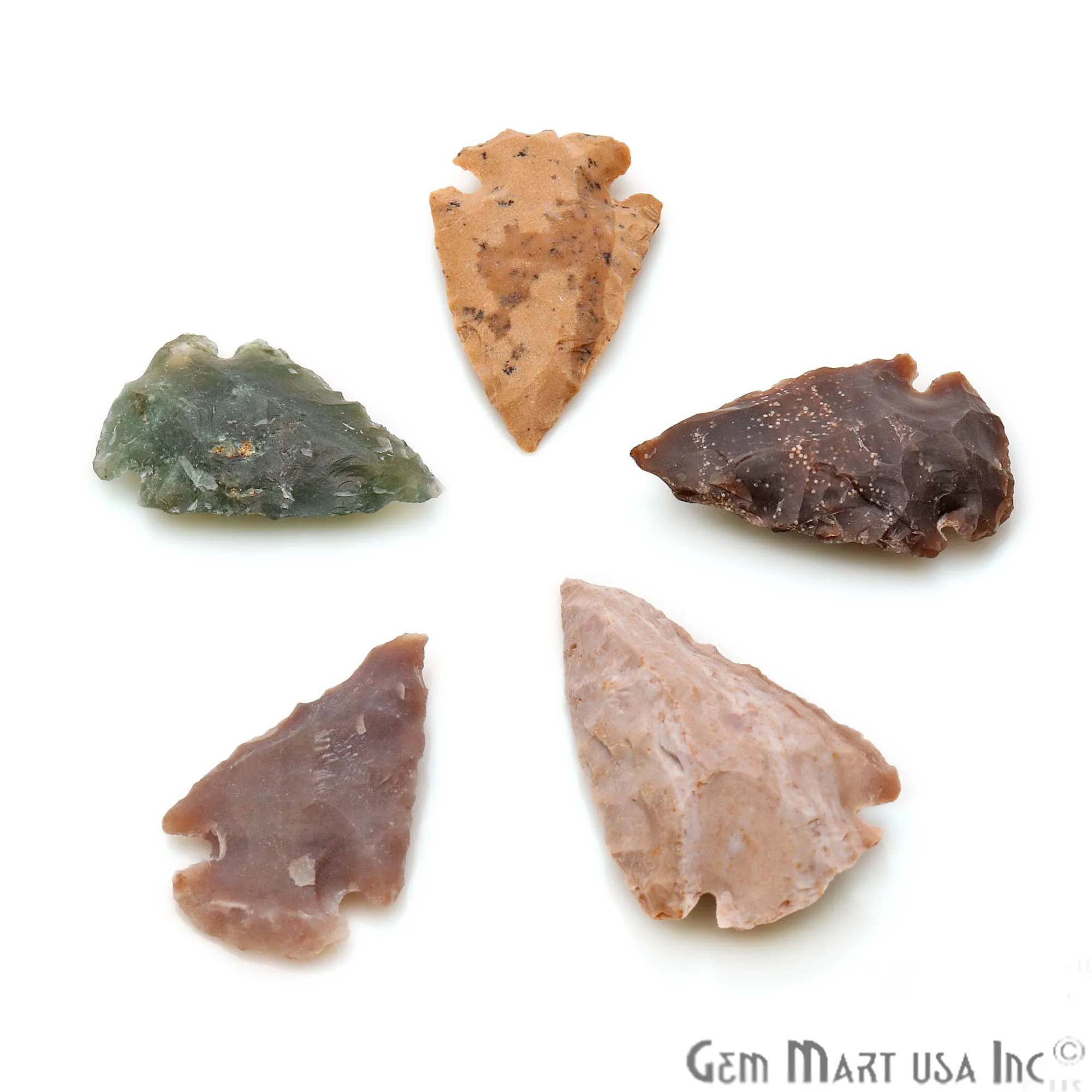 5pc Lot Arrowhead Cut Gemstones, 31x19mm Handcrafted Stone, Loose Gemstone, DIY Pendant, DIY Jewelry