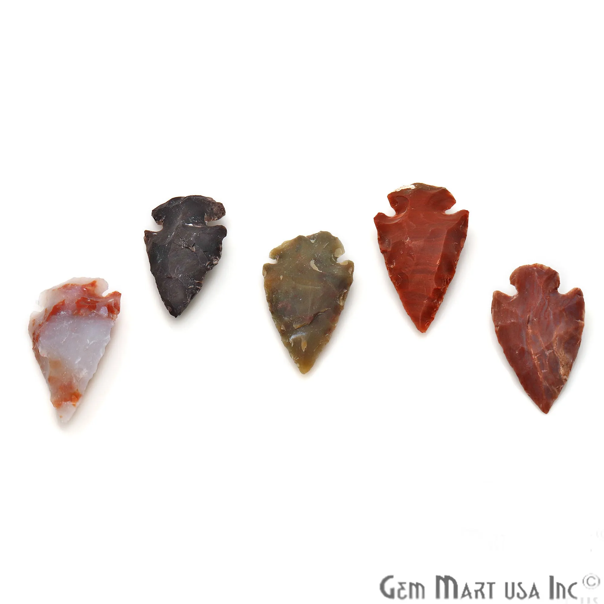 5pc Lot Arrowhead Cut Gemstones, 37x19mm Handcrafted Stone, Loose Gemstone, DIY Pendant, DIY Jewelry