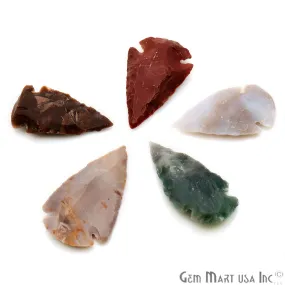 5pc Lot Arrowhead Cut Gemstones, 37x21mm Handcrafted Stone, Loose Gemstone, DIY Pendant, DIY Jewelry