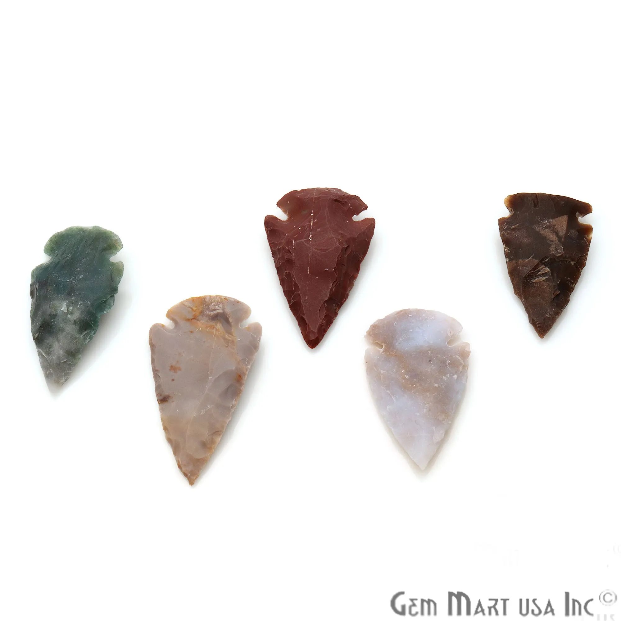 5pc Lot Arrowhead Cut Gemstones, 37x21mm Handcrafted Stone, Loose Gemstone, DIY Pendant, DIY Jewelry