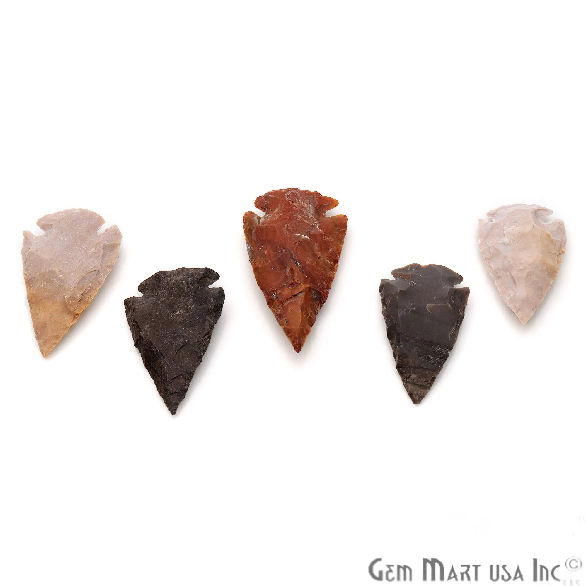 5pc Lot Arrowhead Cut Gemstones, 40x25mm Handcrafted Stone, Loose Gemstone, DIY Pendant, DIY Jewelry