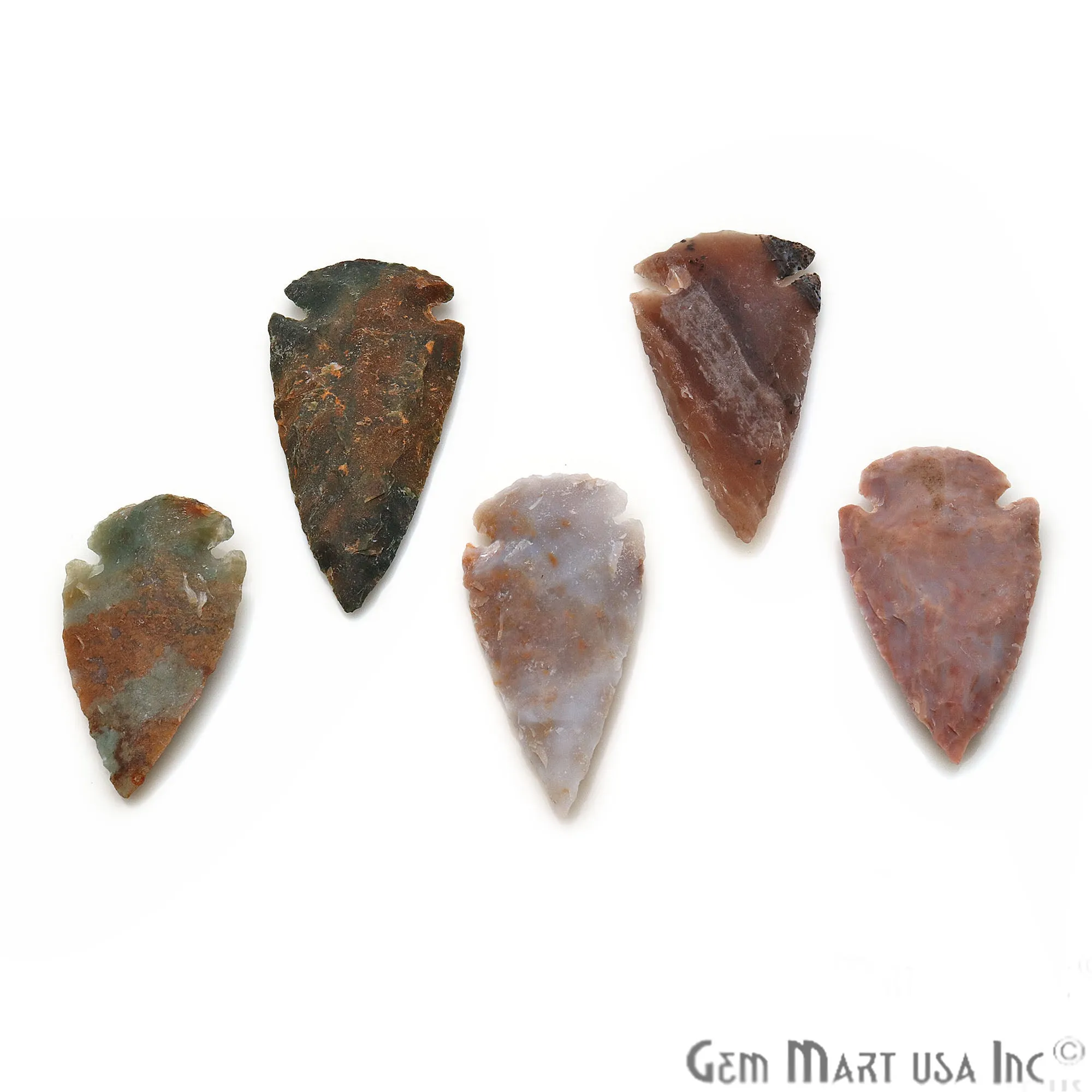 5pc Lot Arrowhead Cut Gemstones, 55x22mm Handcrafted Stone, Loose Gemstone, DIY Pendant, DIY Jewelry