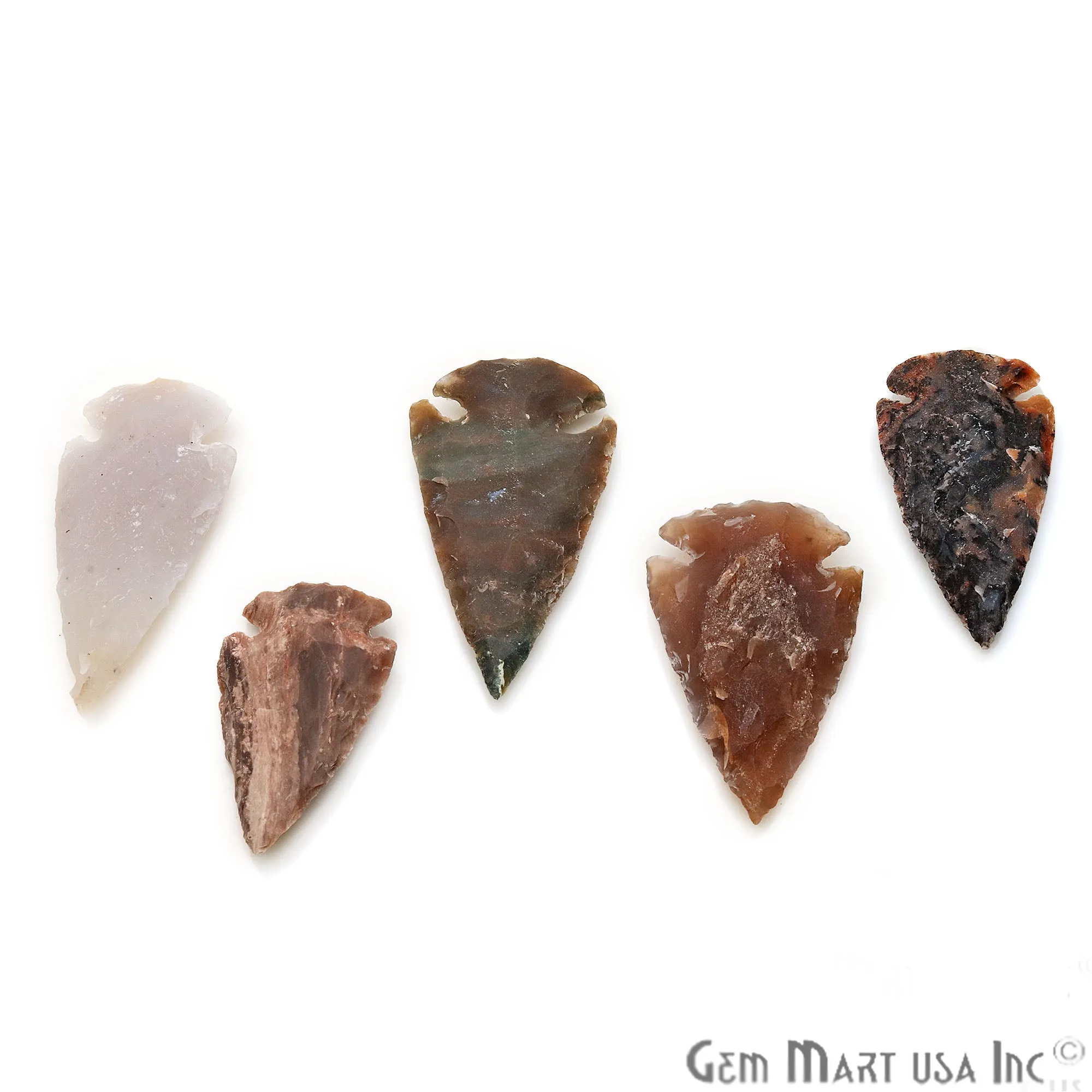 5pc Lot Arrowhead Cut Gemstones, 58x28mm Handcrafted Stone, Loose Gemstone, DIY Pendant, DIY Jewelry