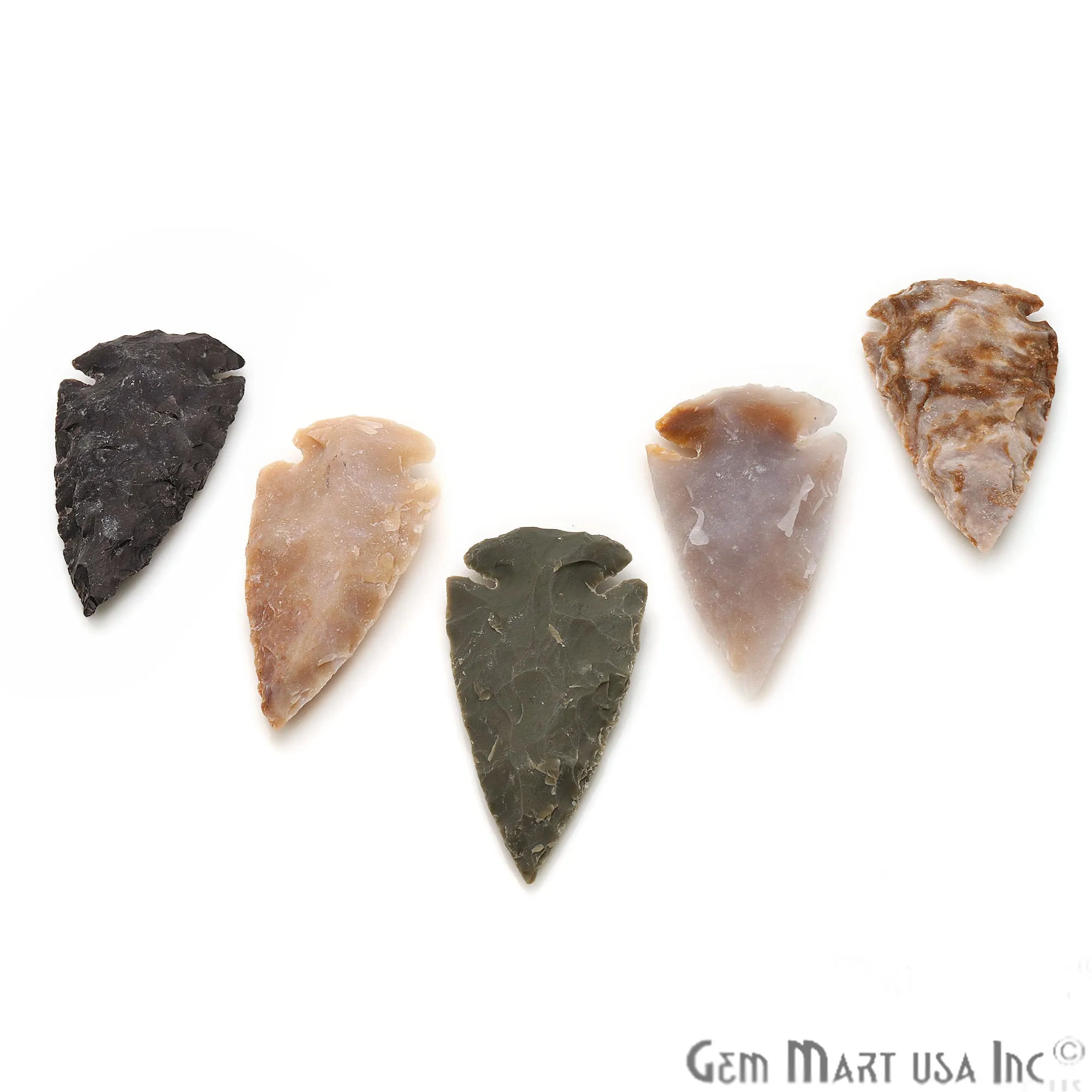 5pc Lot Arrowhead Cut Gemstones, 61x31mm Handcrafted Stone, Loose Gemstone, DIY Pendant, DIY Jewelry