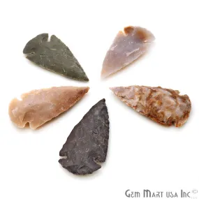 5pc Lot Arrowhead Cut Gemstones, 61x31mm Handcrafted Stone, Loose Gemstone, DIY Pendant, DIY Jewelry