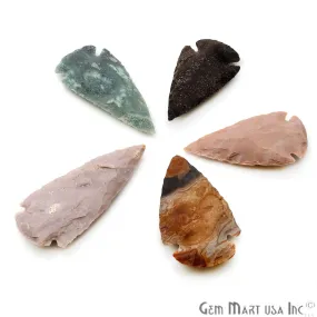 5pc Lot Arrowhead Cut Gemstones, 70x26mm Handcrafted Stone, Loose Gemstone, DIY Pendant, DIY Jewelry