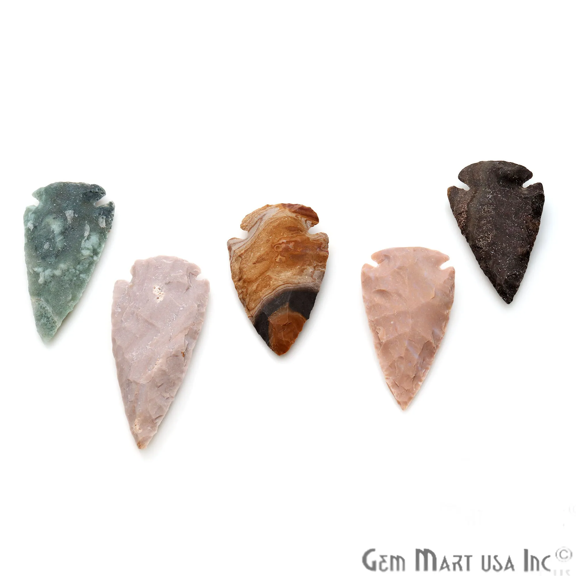 5pc Lot Arrowhead Cut Gemstones, 70x26mm Handcrafted Stone, Loose Gemstone, DIY Pendant, DIY Jewelry