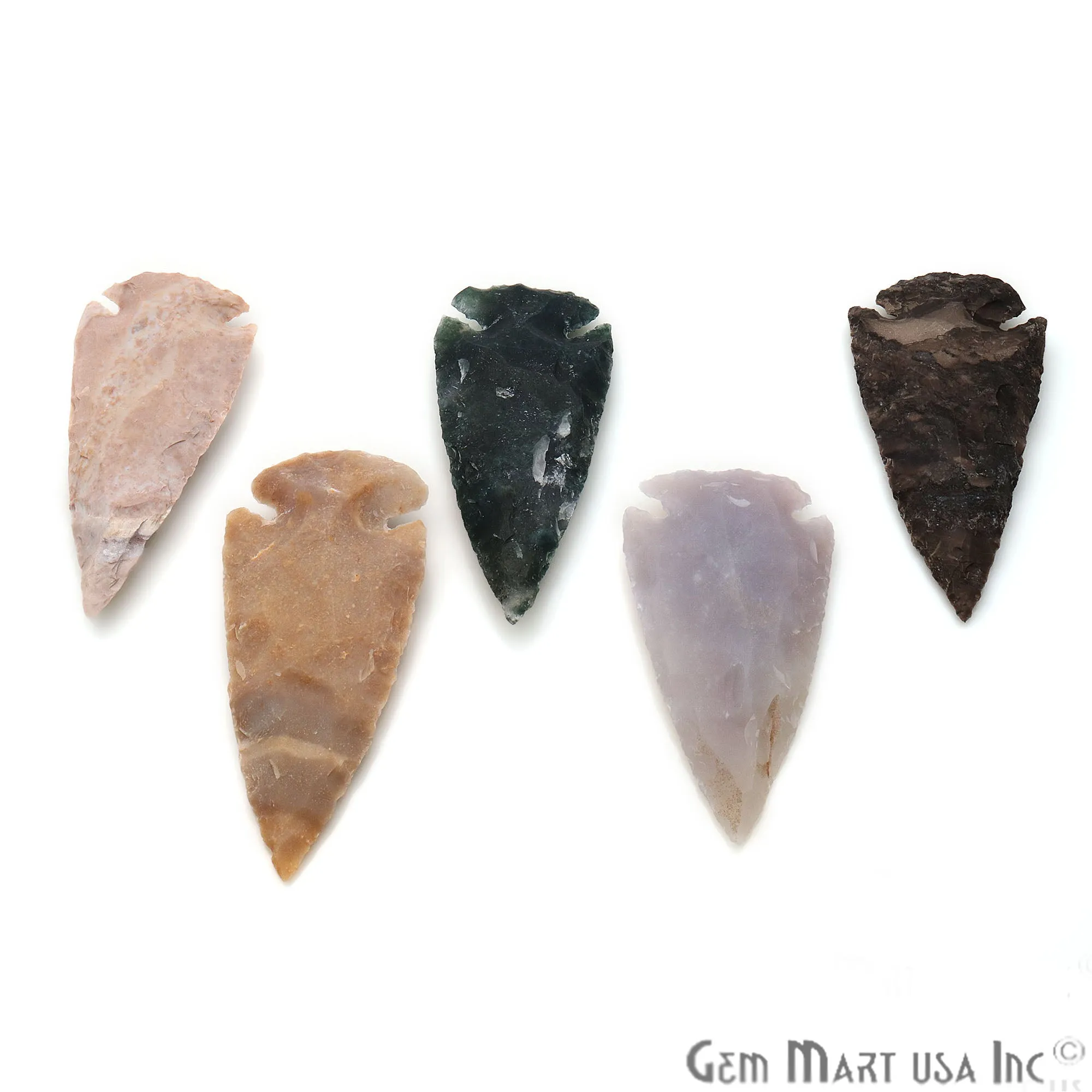 5pc Lot Arrowhead Cut Gemstones, 75x33mm Handcrafted Stone, Loose Gemstone, DIY Pendant, DIY Jewelry