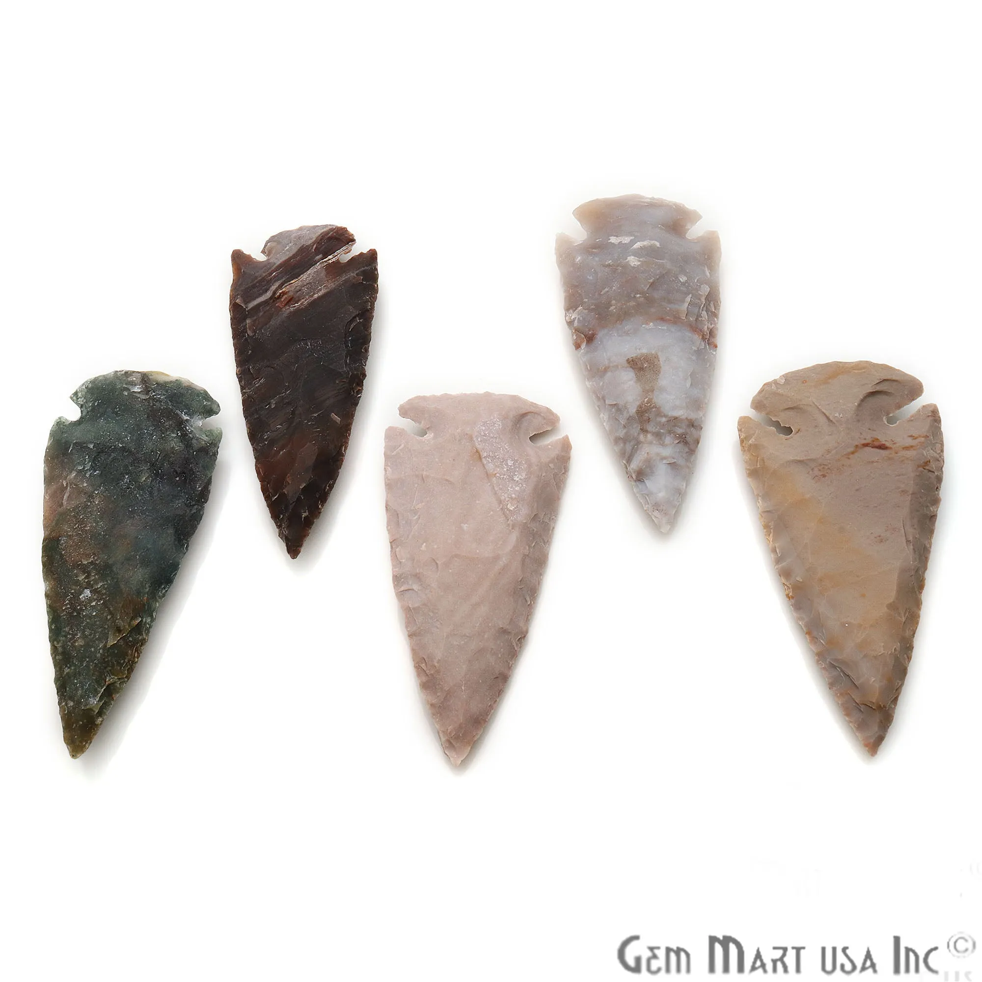 5pc Lot Arrowhead Cut Gemstones, 77x32mm Handcrafted Stone, Loose Gemstone, DIY Pendant, DIY Jewelry