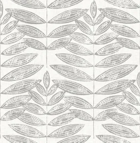 Akira Grey Leaf Wallpaper