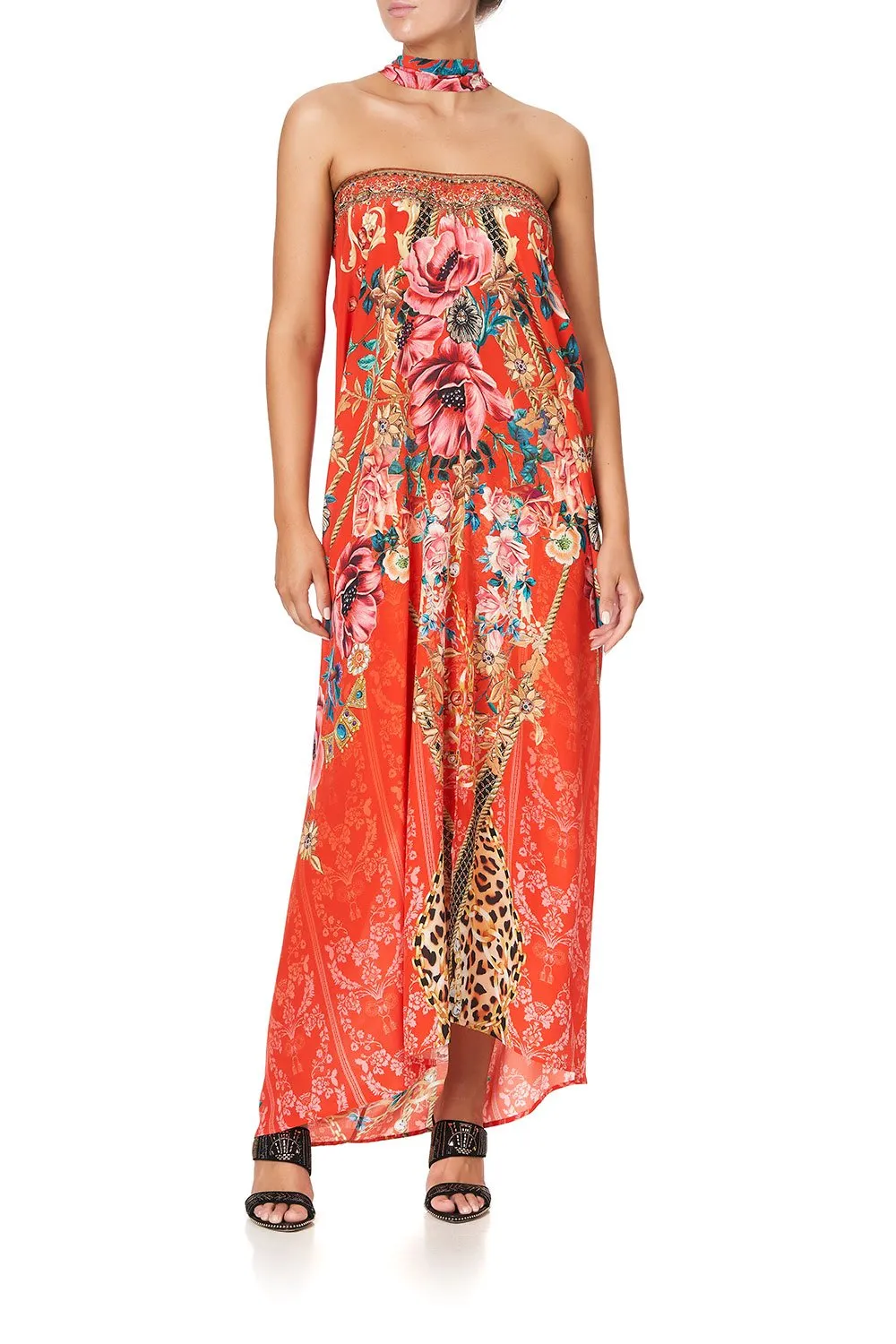 ASYMMETRIC HARDWARE KAFTAN AND THE QUEEN WORE RED