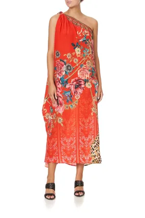 ASYMMETRIC HARDWARE KAFTAN AND THE QUEEN WORE RED