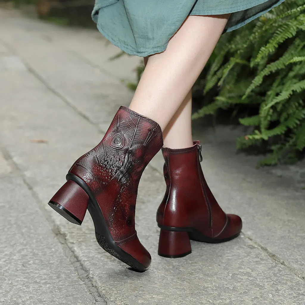 Autumn Winter Leather Retro Women's Boots | Gift Shoes
