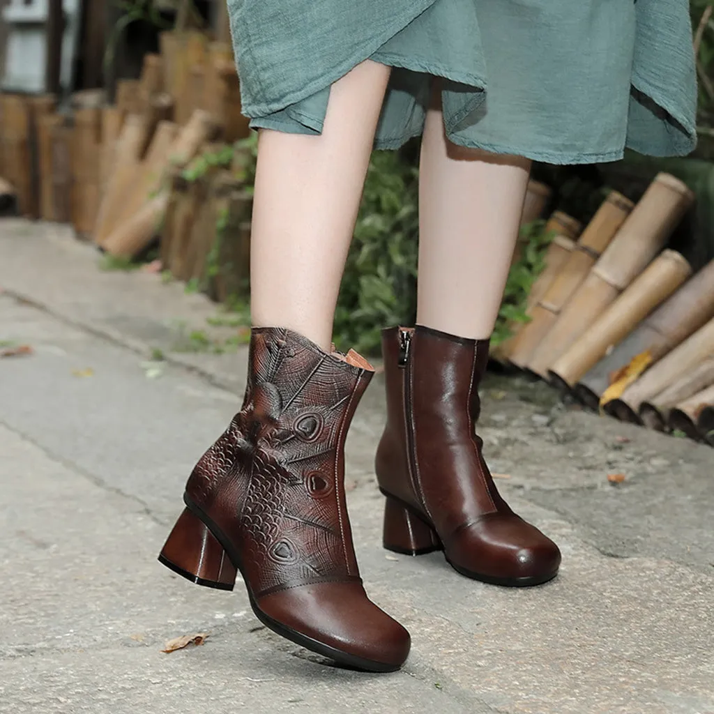 Autumn Winter Leather Retro Women's Boots | Gift Shoes