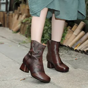 Autumn Winter Leather Retro Women's Boots | Gift Shoes