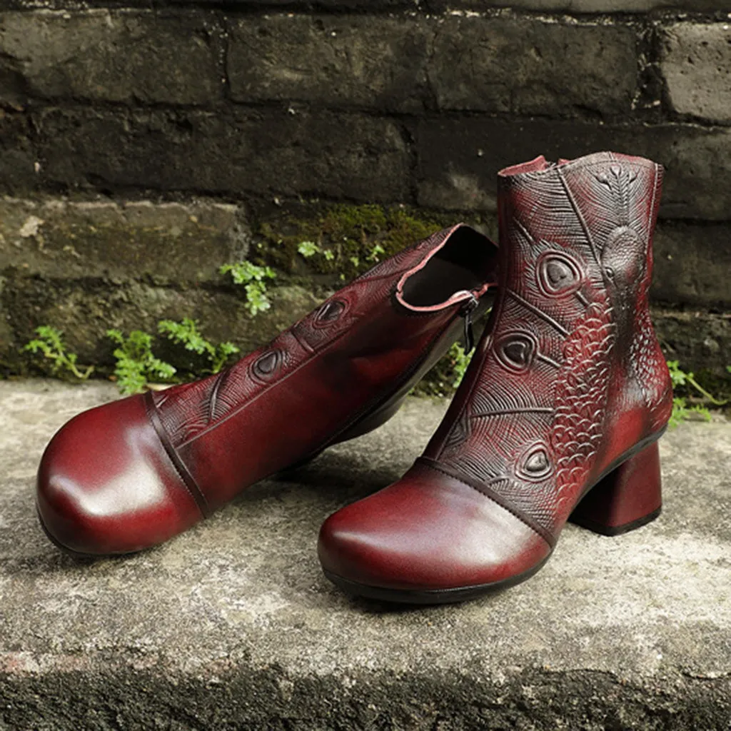 Autumn Winter Leather Retro Women's Boots | Gift Shoes