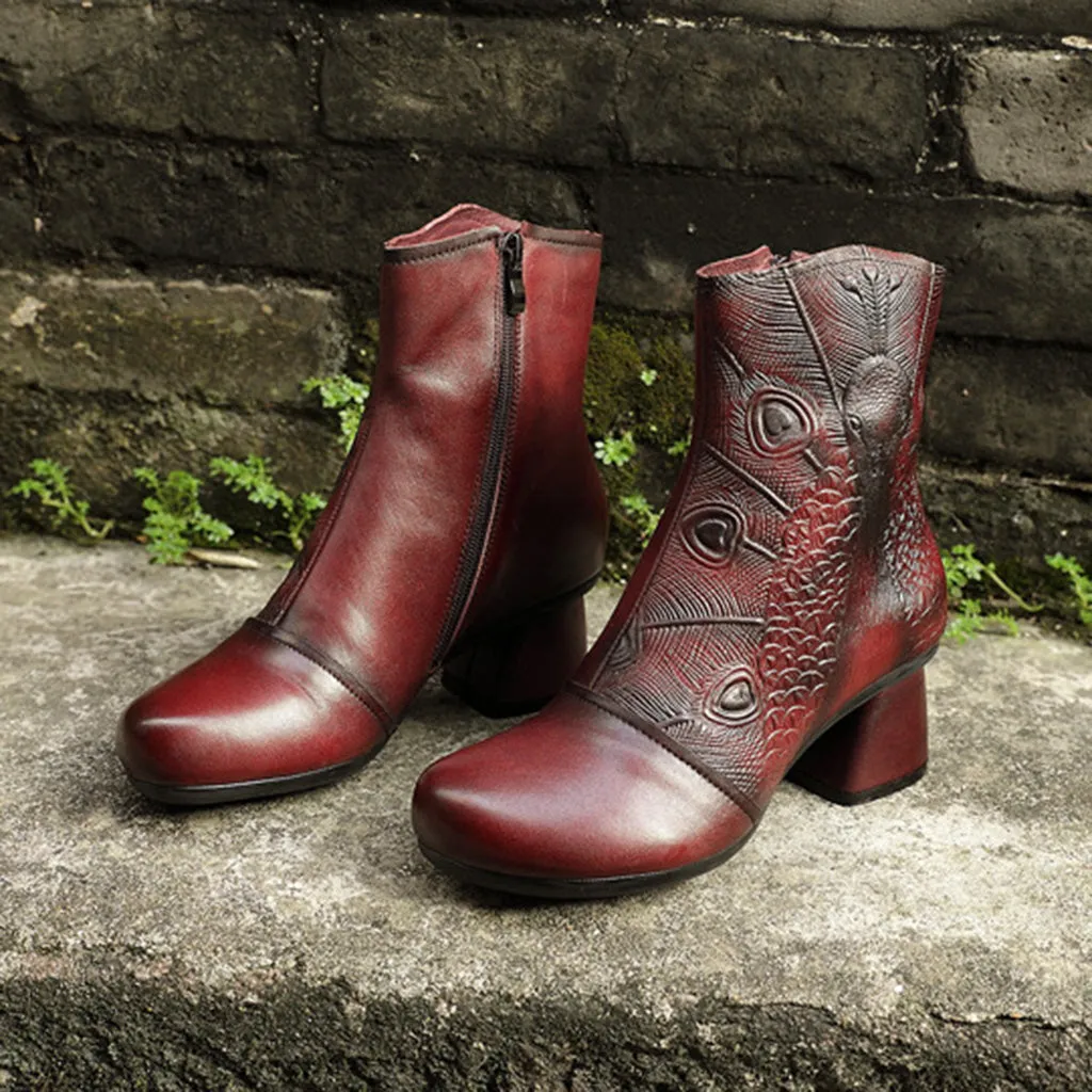 Autumn Winter Leather Retro Women's Boots | Gift Shoes