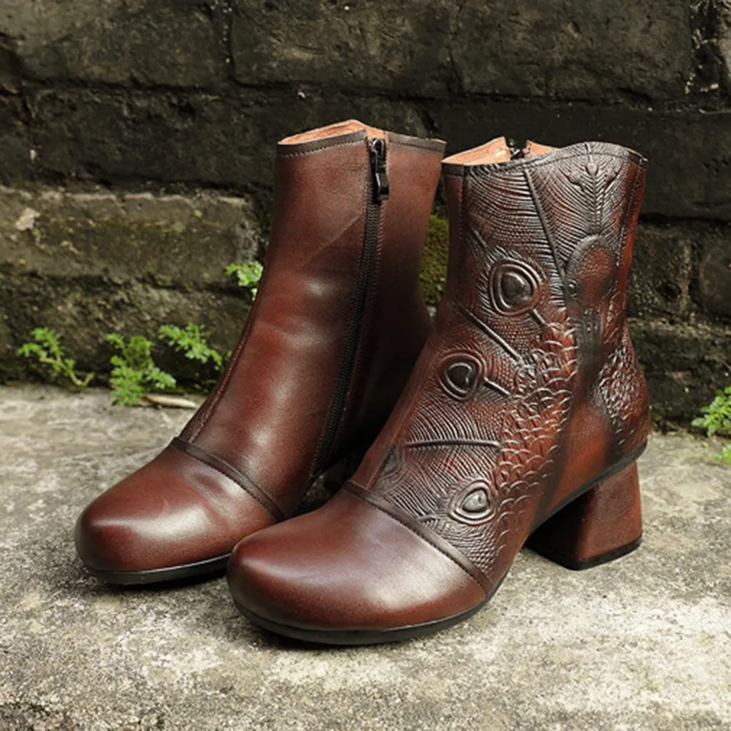 Autumn Winter Leather Retro Women's Boots | Gift Shoes