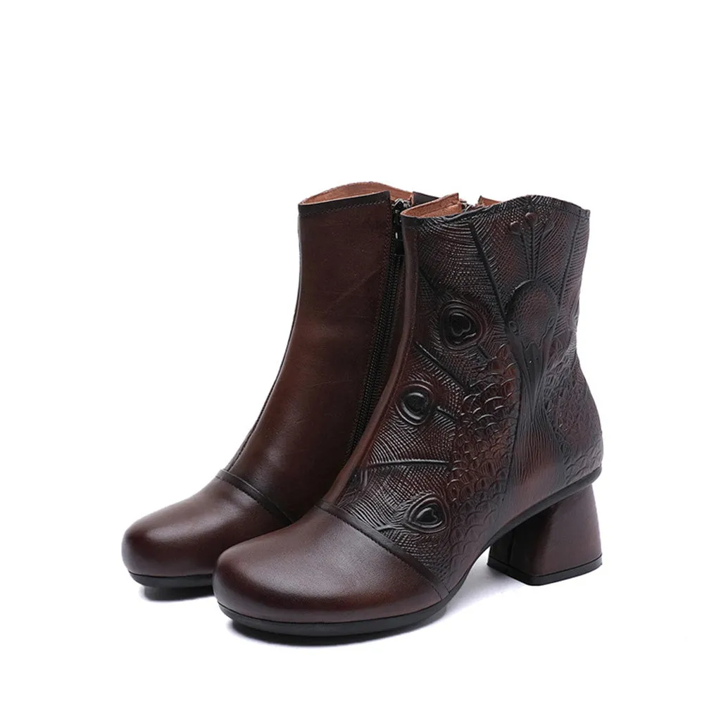 Autumn Winter Leather Retro Women's Boots | Gift Shoes