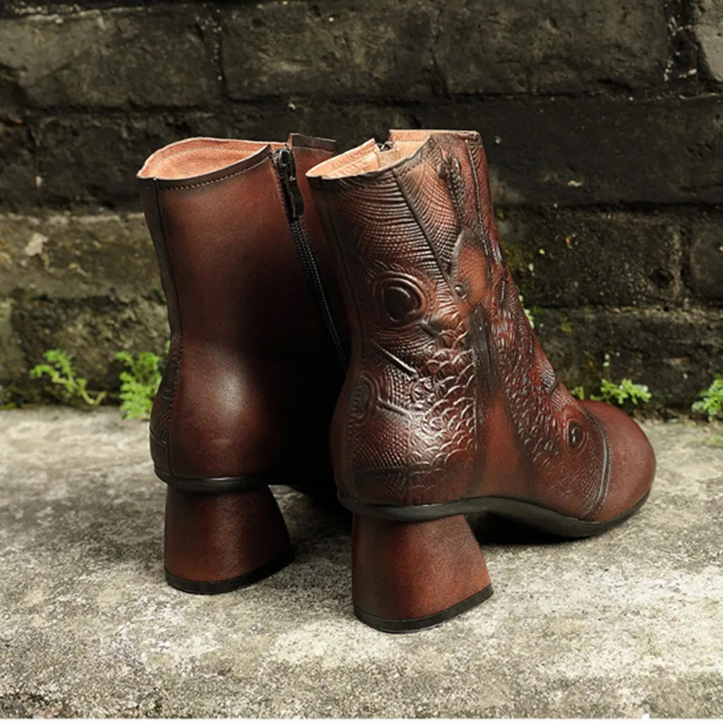 Autumn Winter Leather Retro Women's Boots | Gift Shoes