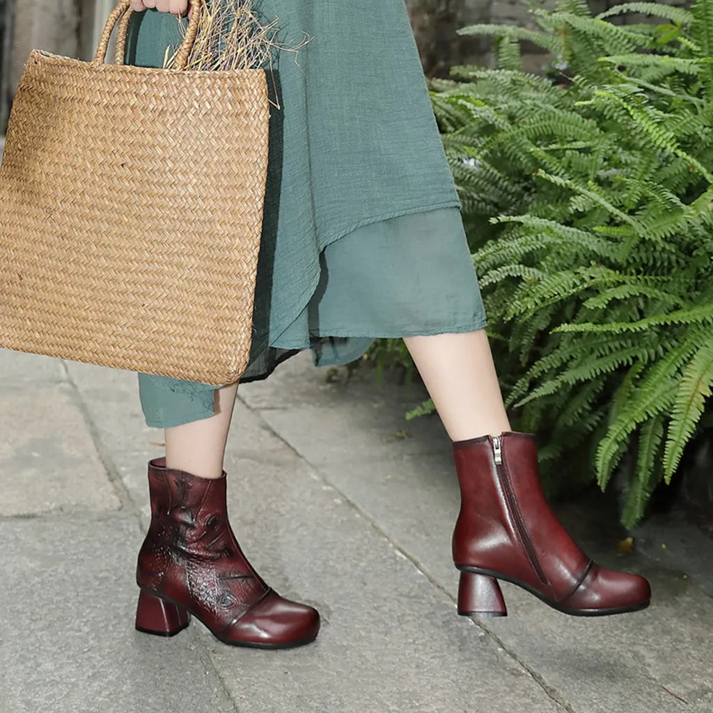 Autumn Winter Leather Retro Women's Boots | Gift Shoes