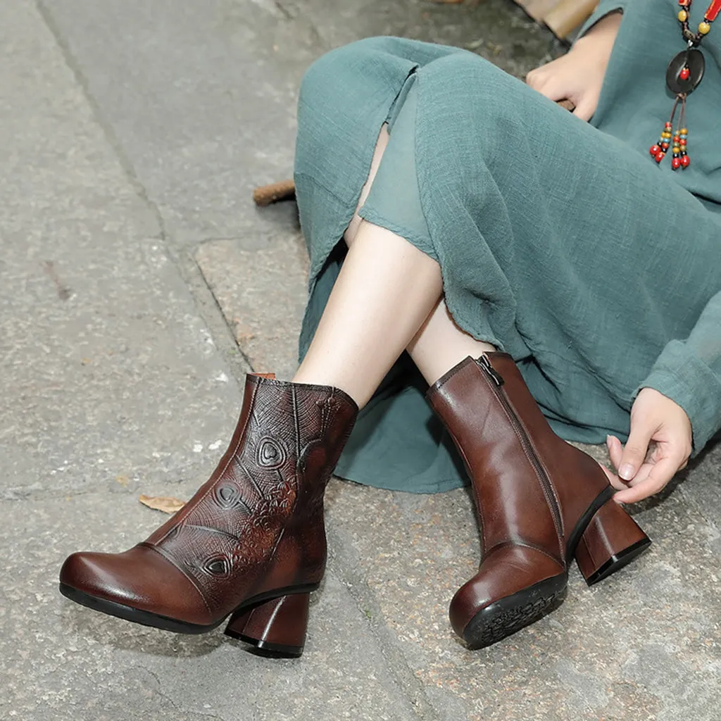 Autumn Winter Leather Retro Women's Boots | Gift Shoes