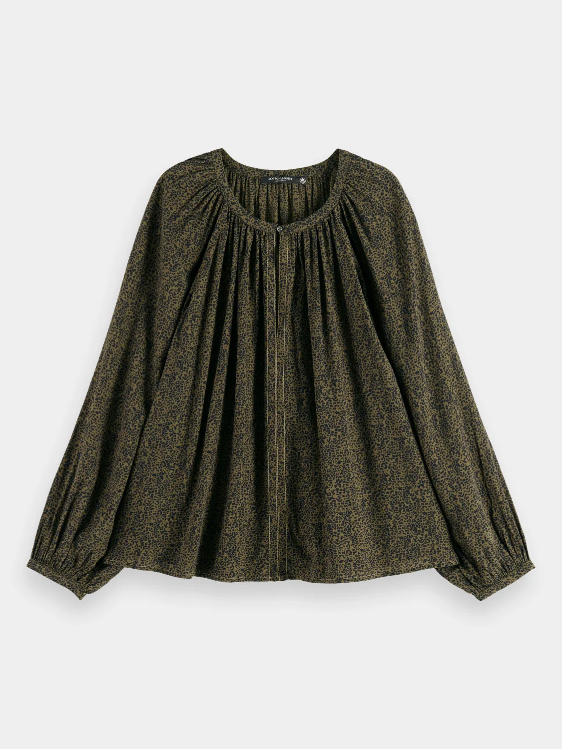 Balloon sleeve printed blouse