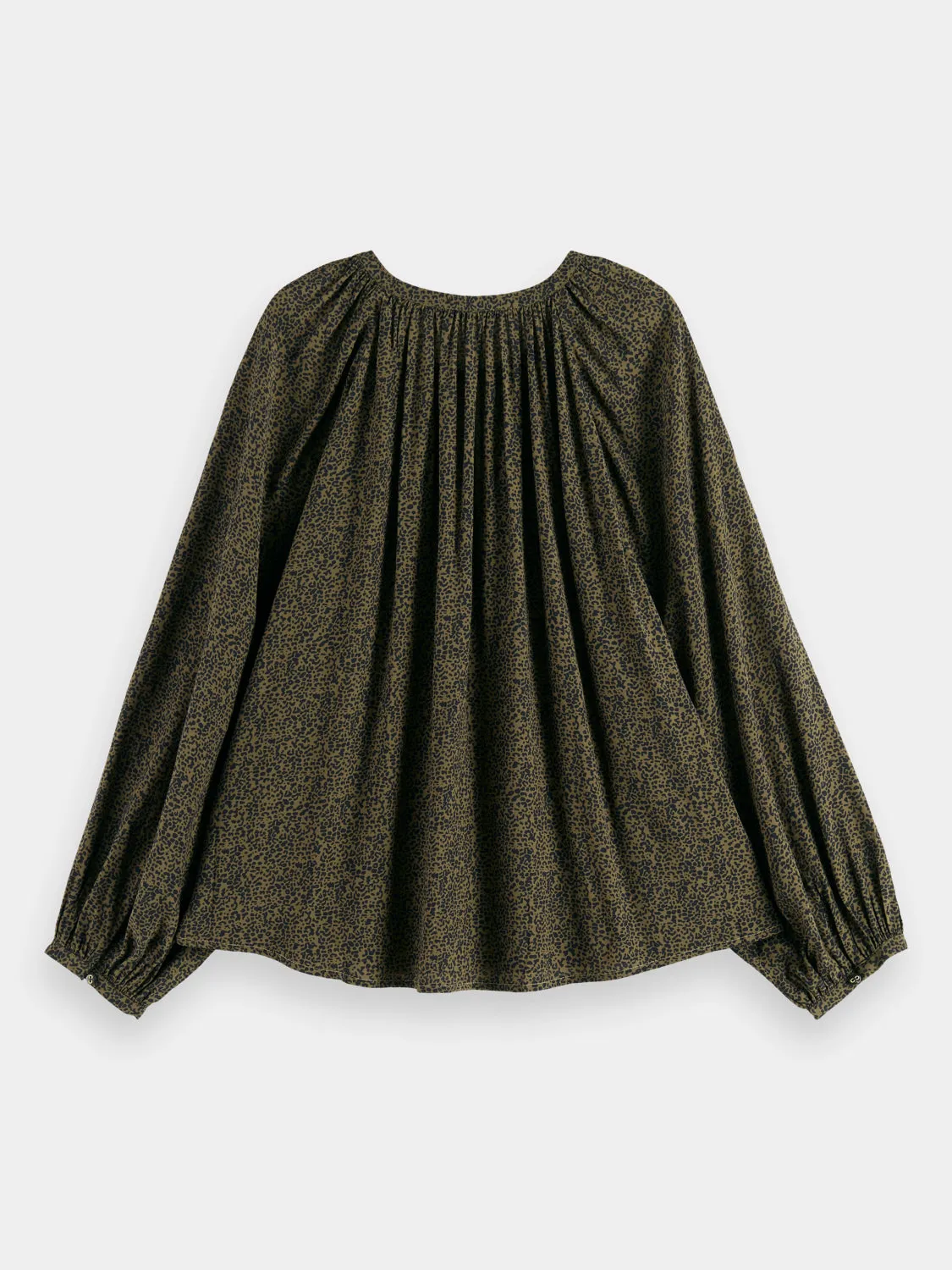 Balloon sleeve printed blouse