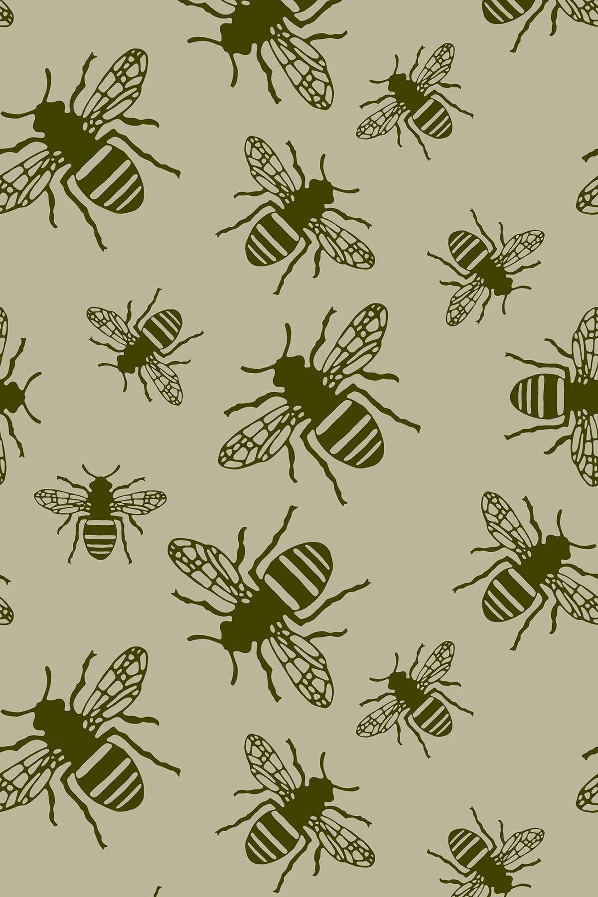 Bee Print Wallpaper (Moss Green)