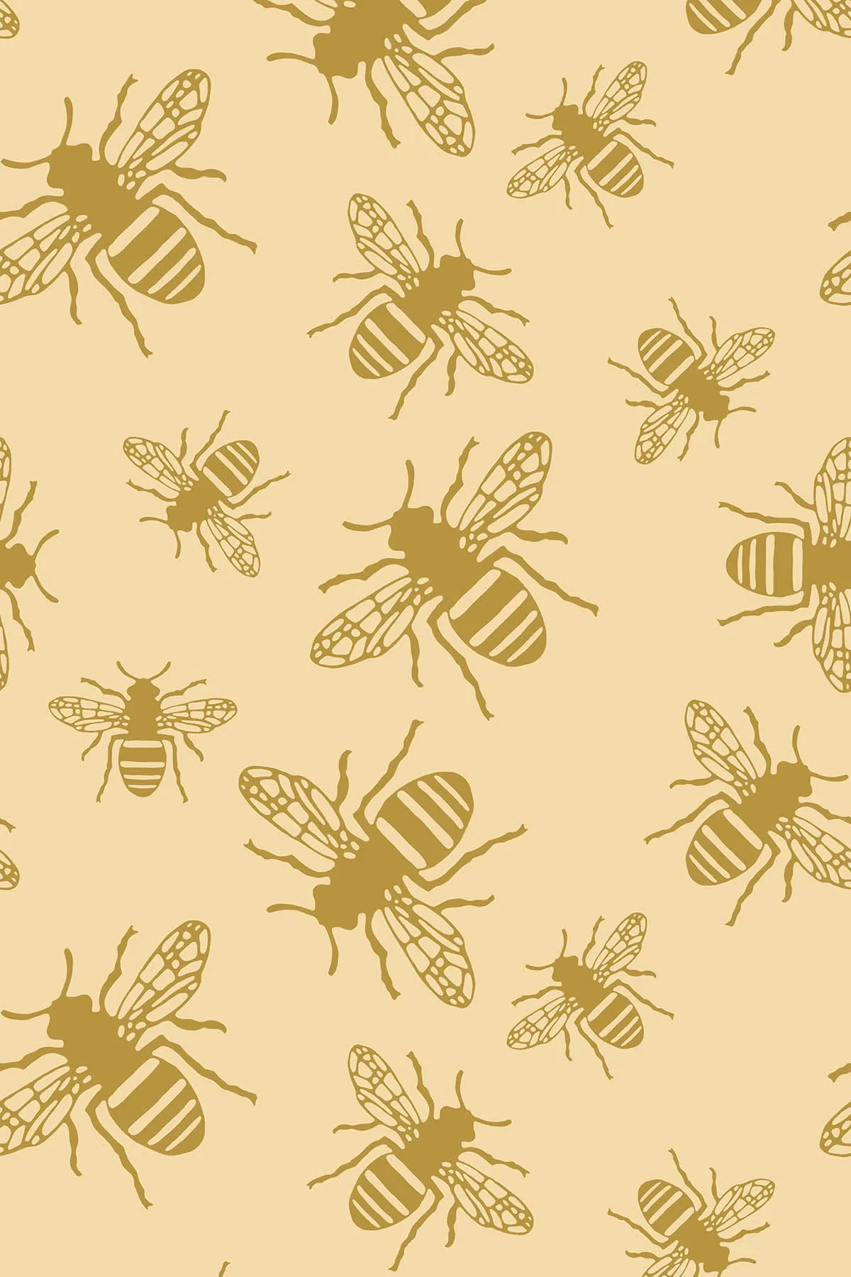 Bee Print Wallpaper (Pastel Yellow)