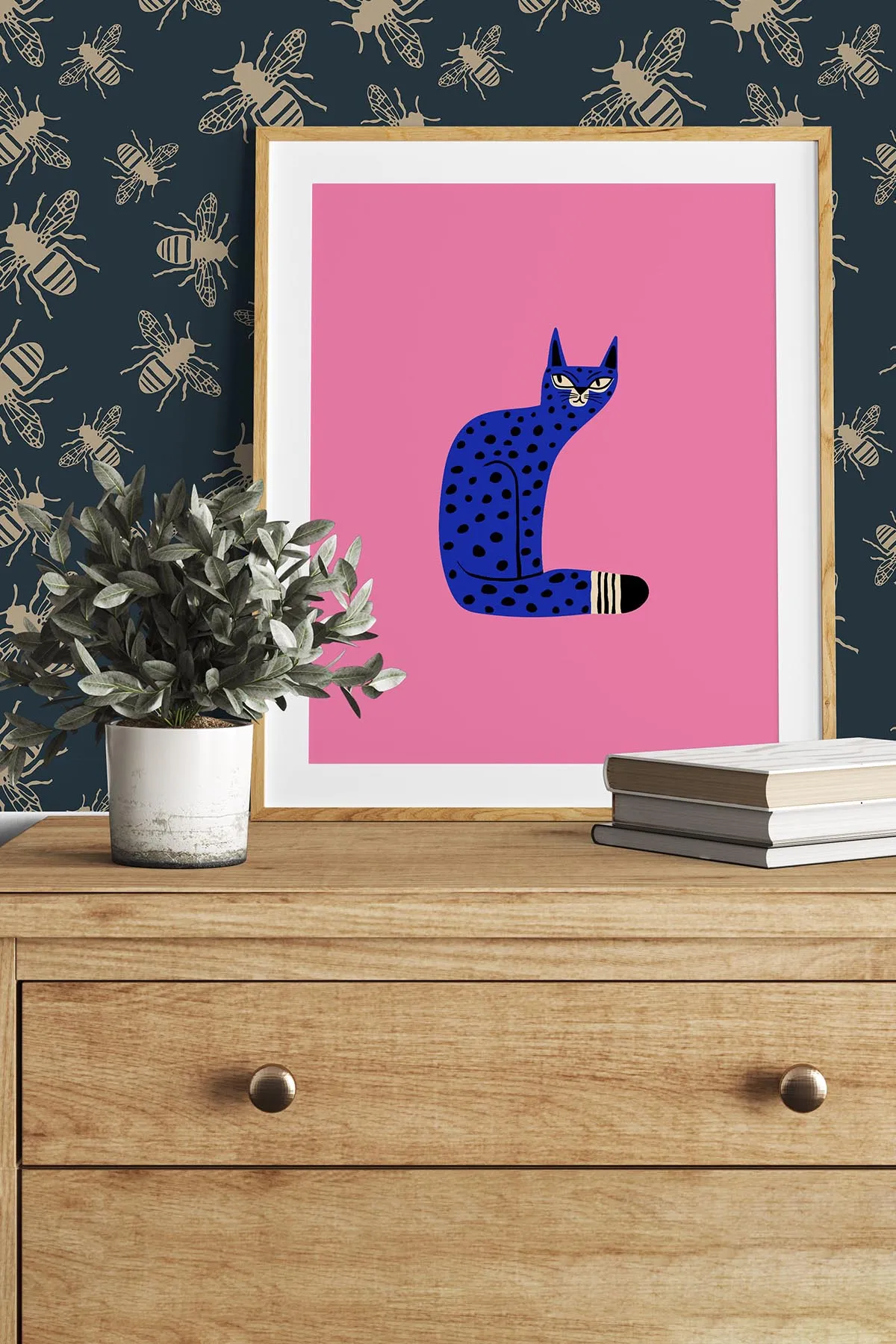 Bee Print Wallpaper (Royal Blue)