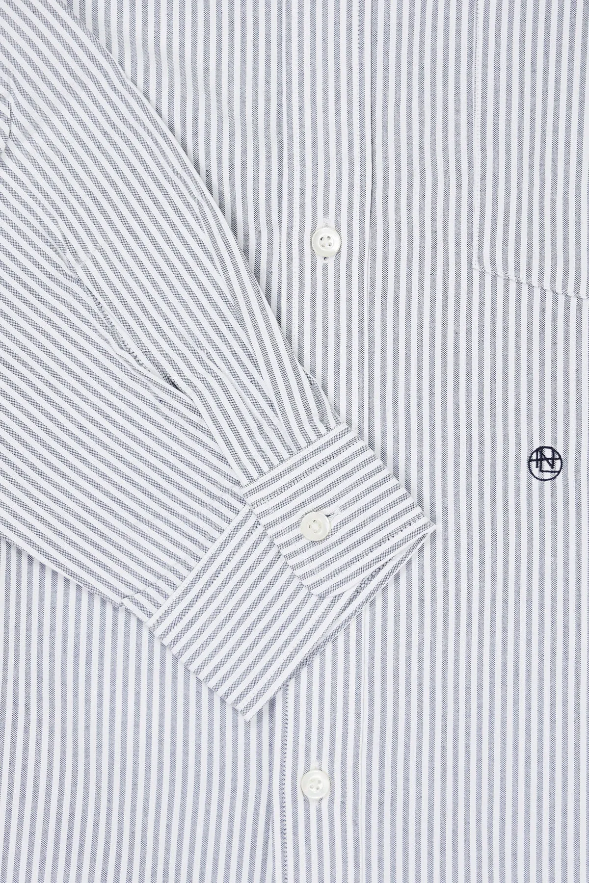 Button Down Stripe Wind Shirt - Navy