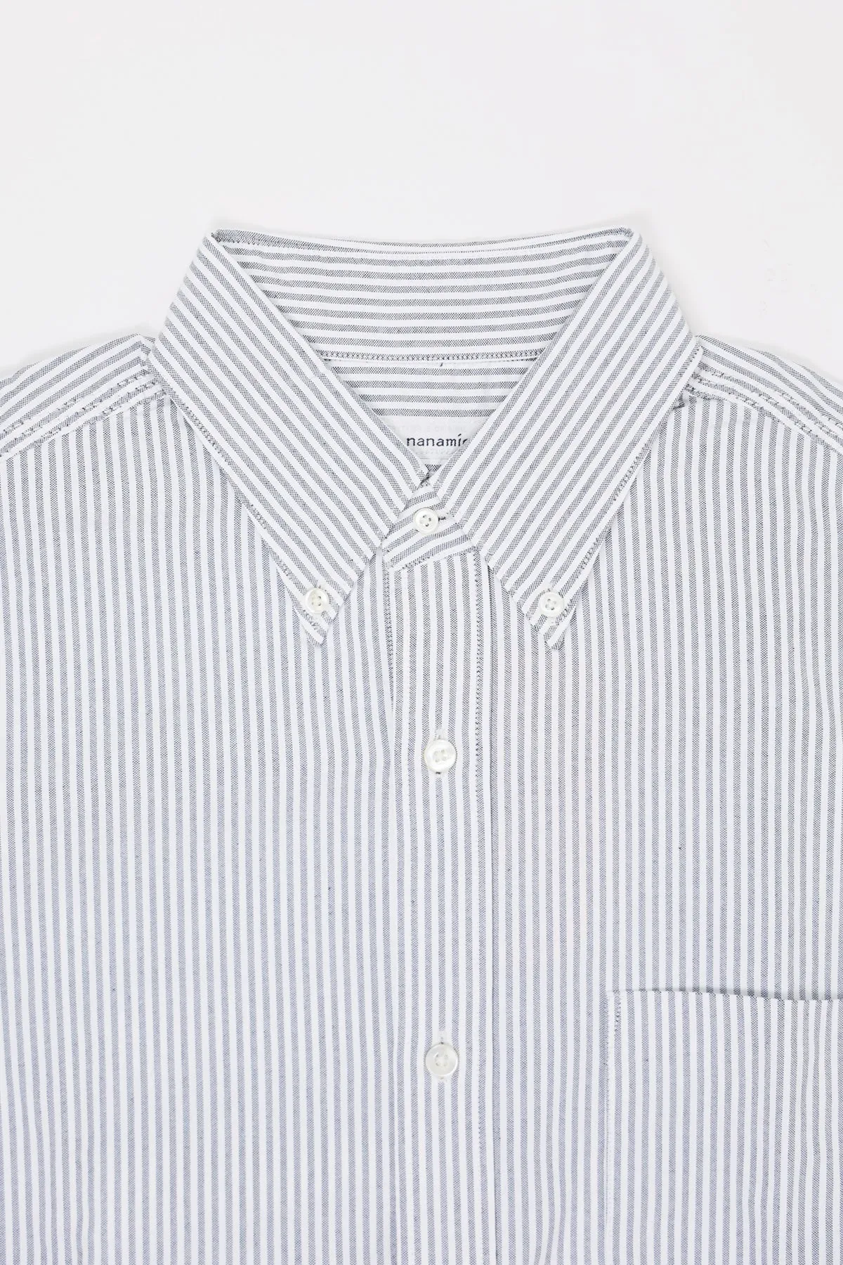 Button Down Stripe Wind Shirt - Navy