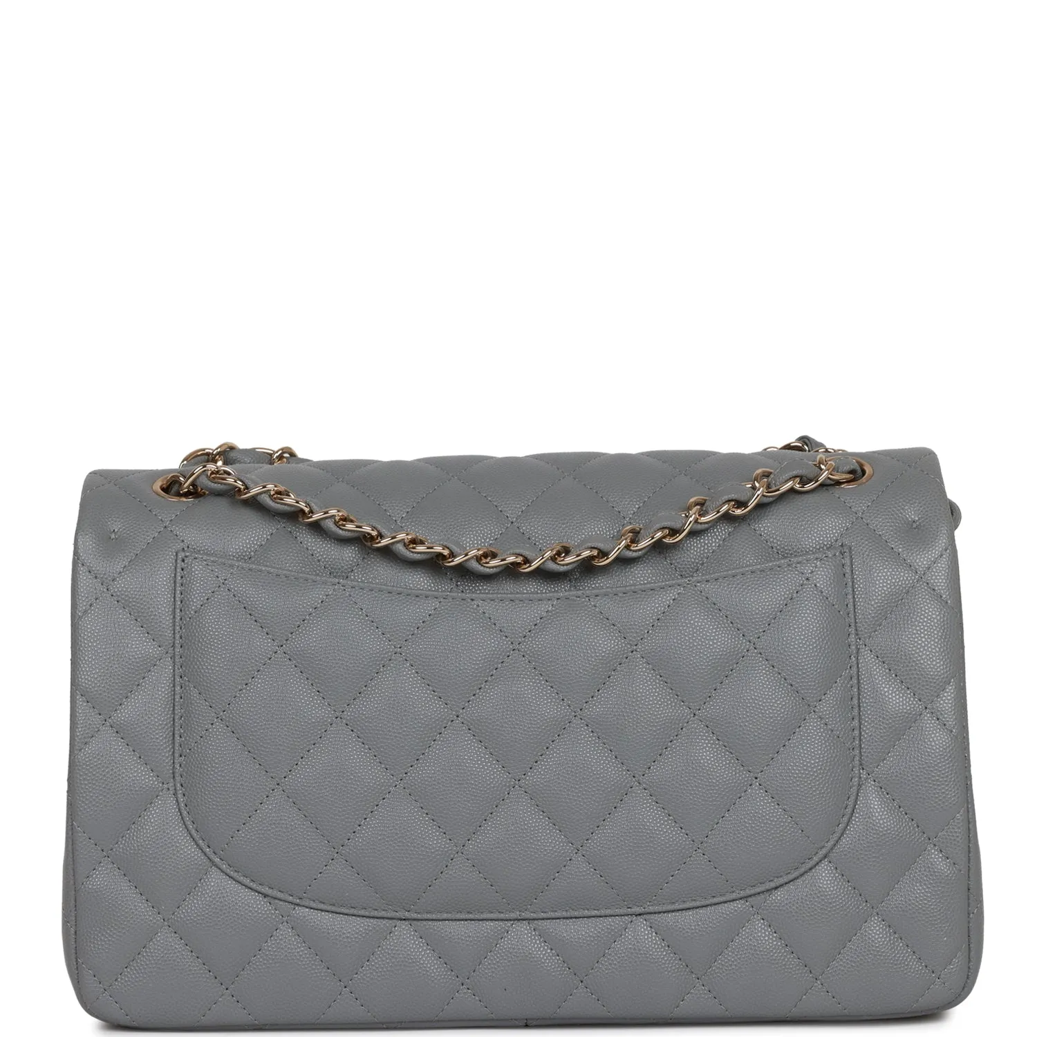 Chanel Jumbo Classic Double Flap Bag Grey Caviar Light Gold Hardware