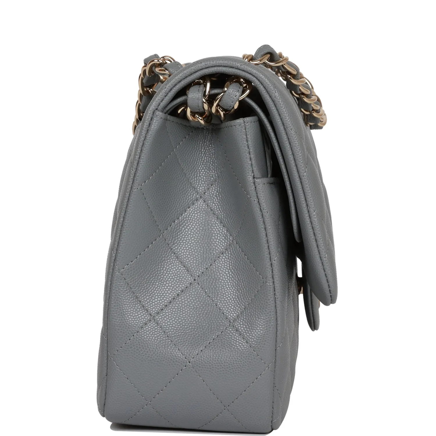 Chanel Jumbo Classic Double Flap Bag Grey Caviar Light Gold Hardware