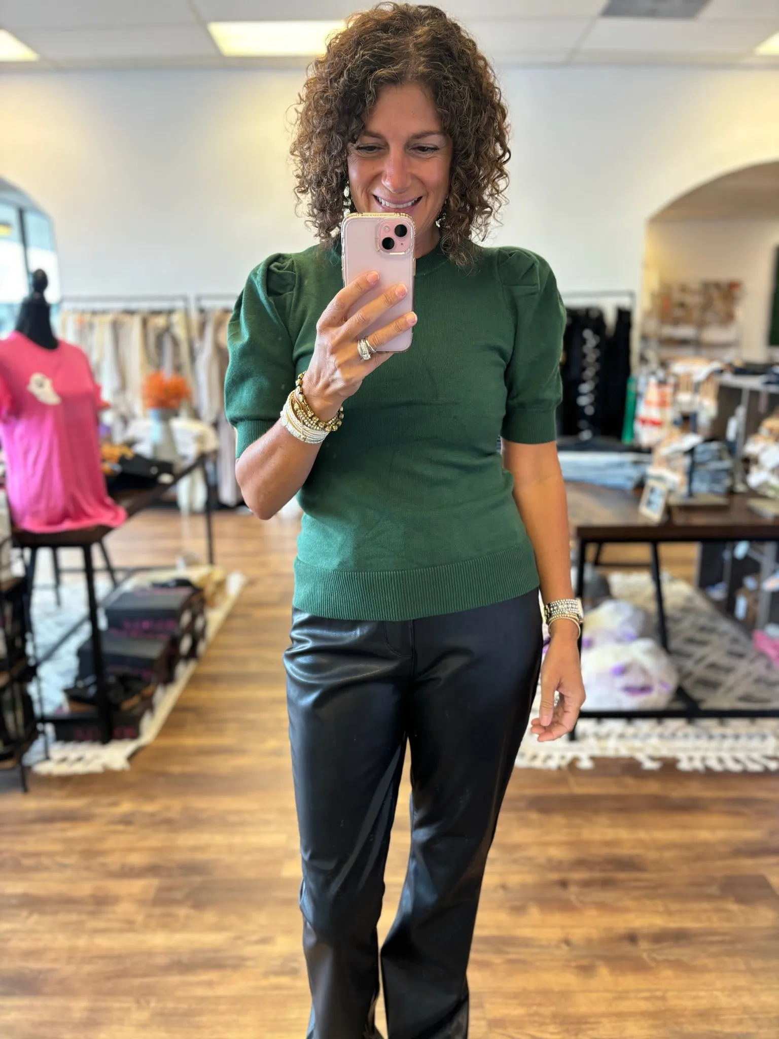 Chelsea - Viscose Puff Sleeve Sweater - Green