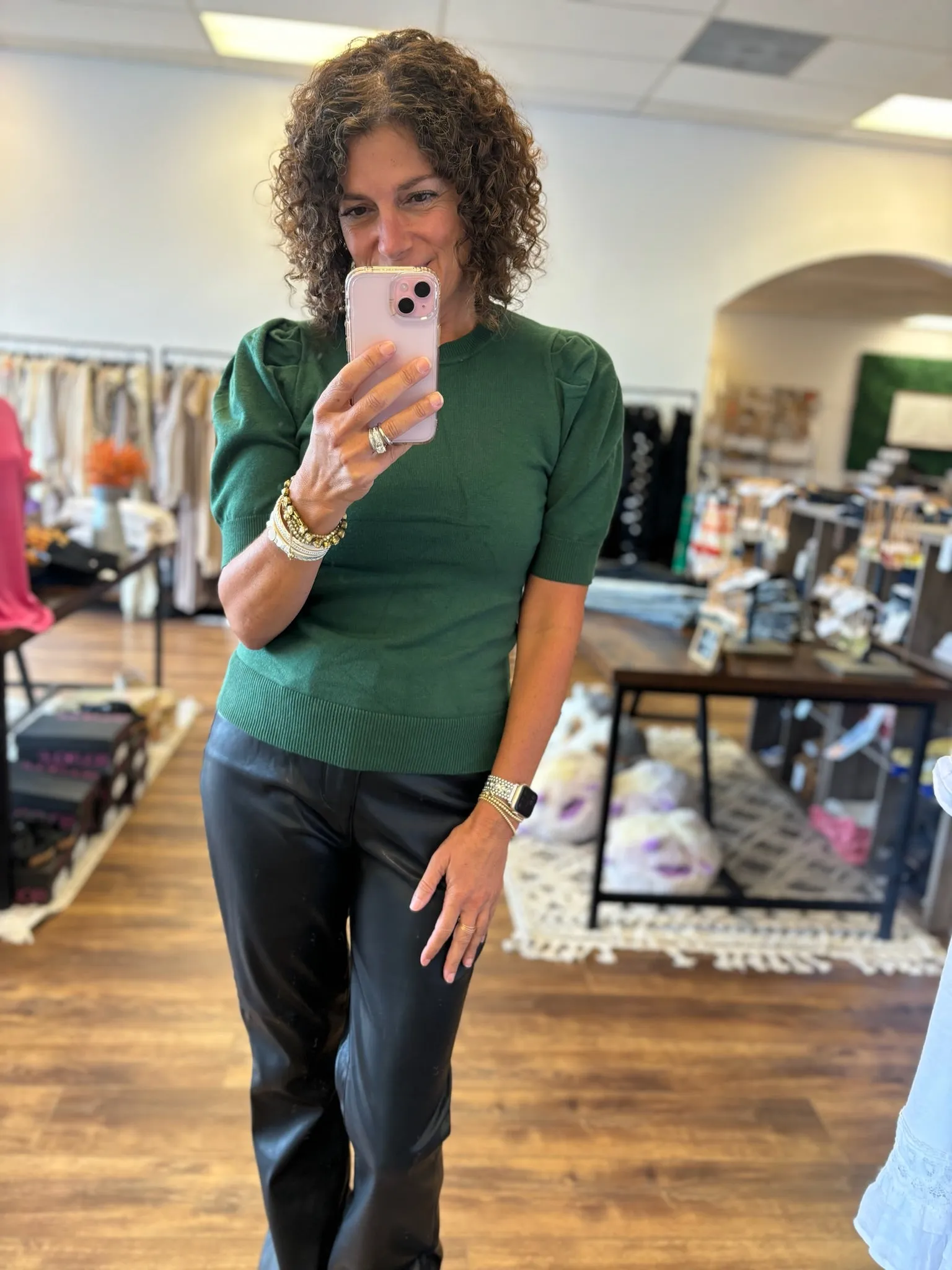 Chelsea - Viscose Puff Sleeve Sweater - Green