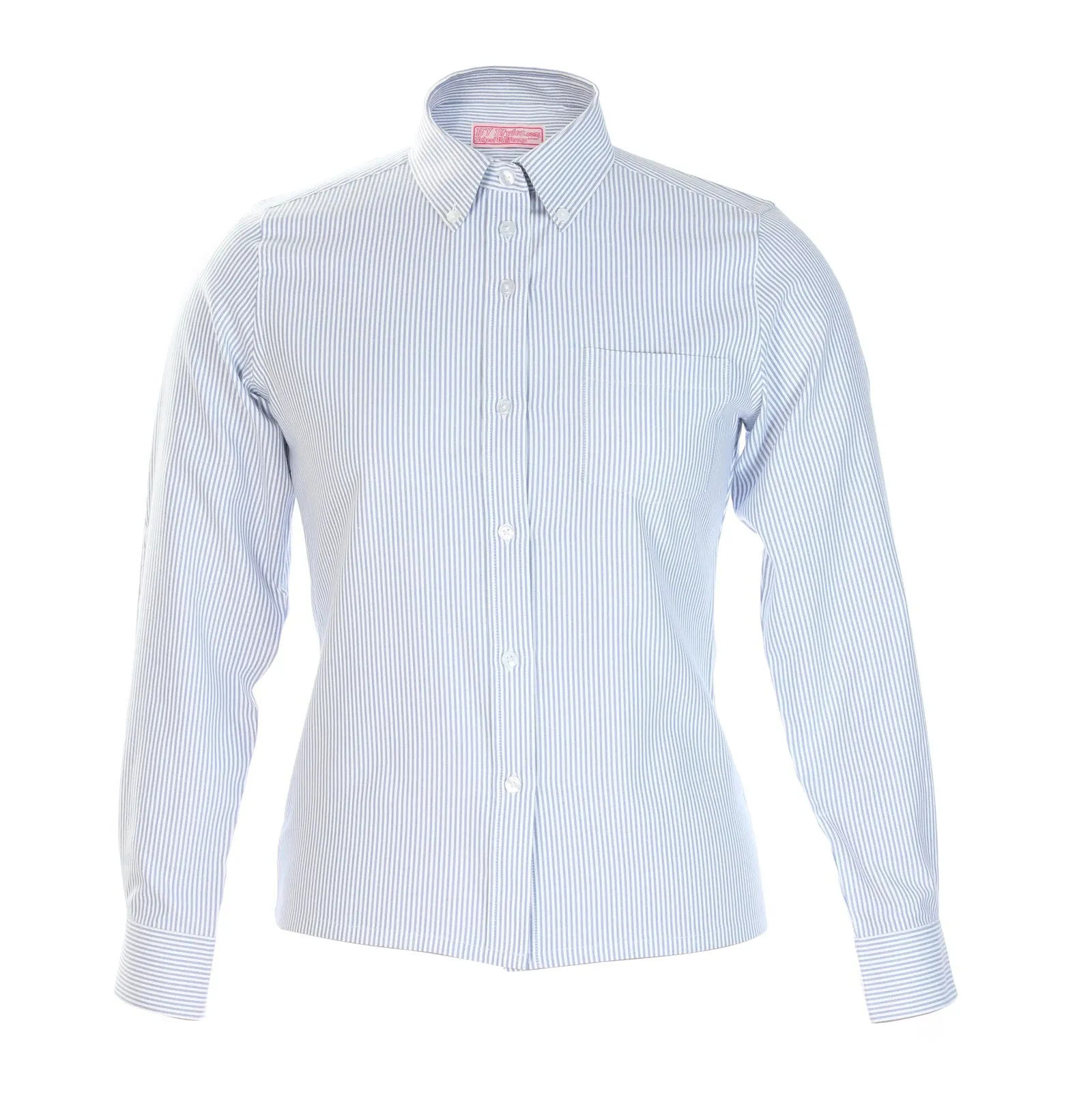 Clearance Girls Navy and White Stripe Oxford Blouse-Straight Hem