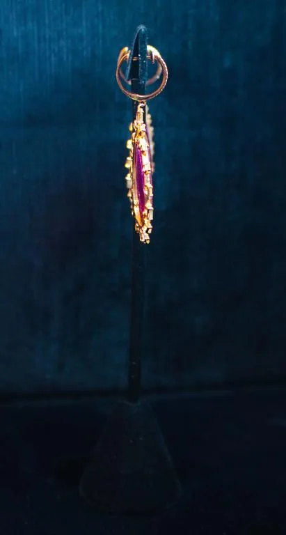 DIAMOND with Purple Tourmaline and 14 Karat Rose Gold Dangle Earrings