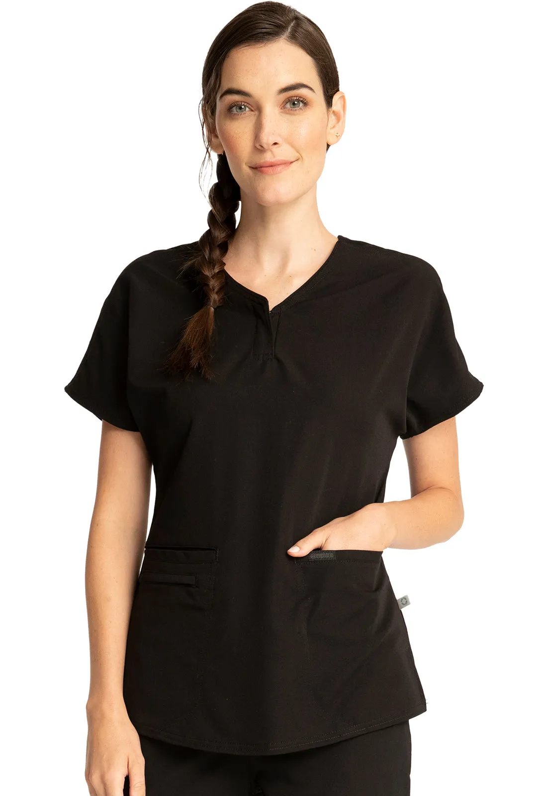 Euphoria - Women's Zip V-Neck Solid Top