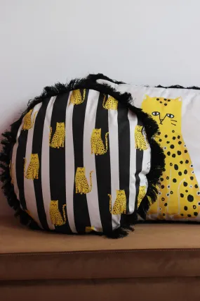 Fat Cat Yellow Round Tassel Cushion