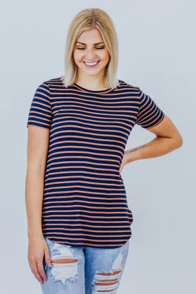 For The Moment Striped Tee In Tobacco