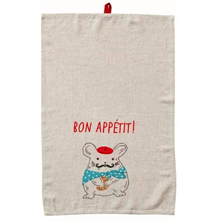 French Animals Linen Blend Tea Towels
