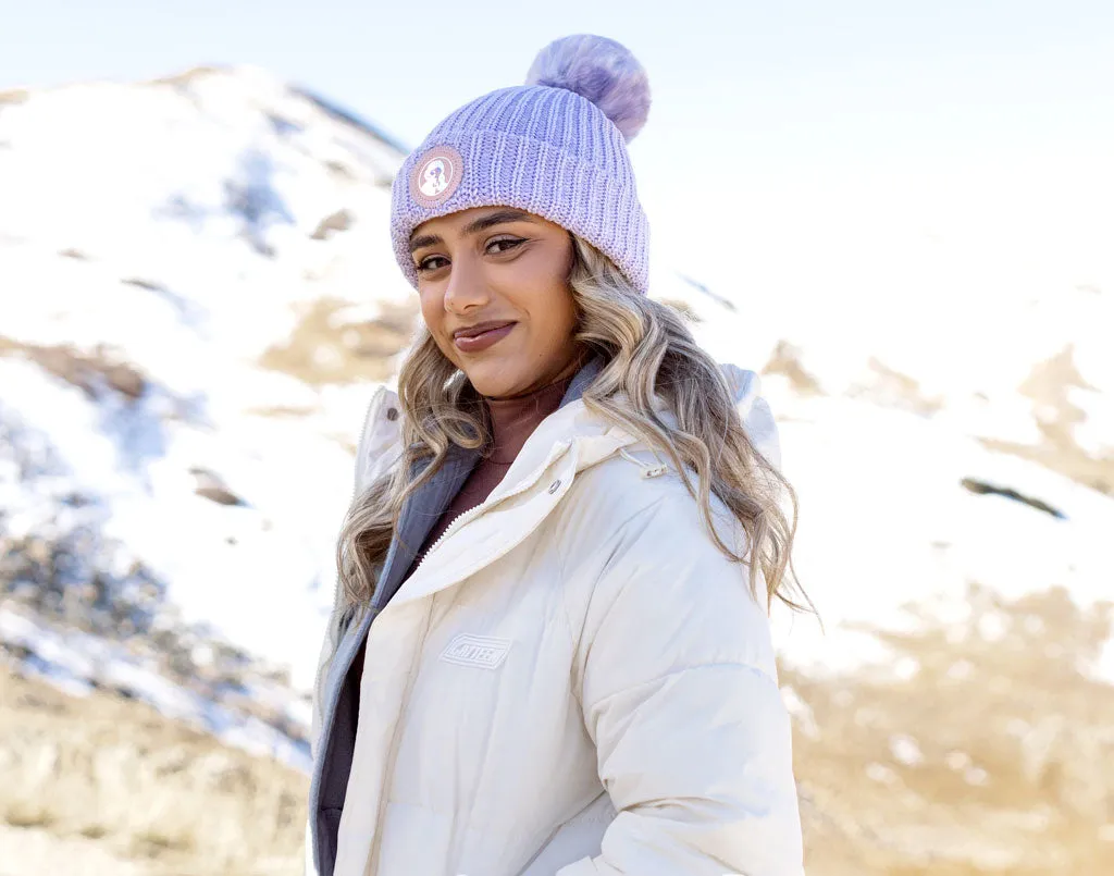 Frozen 2 Anna Light Purple and White Speckled Pom Beanie