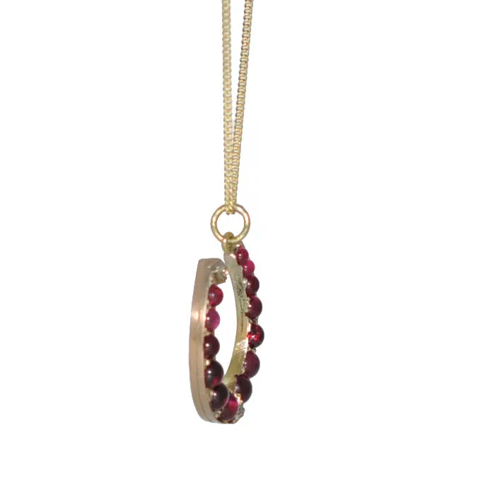 Garnet & Diamond Horse Shoe Necklace