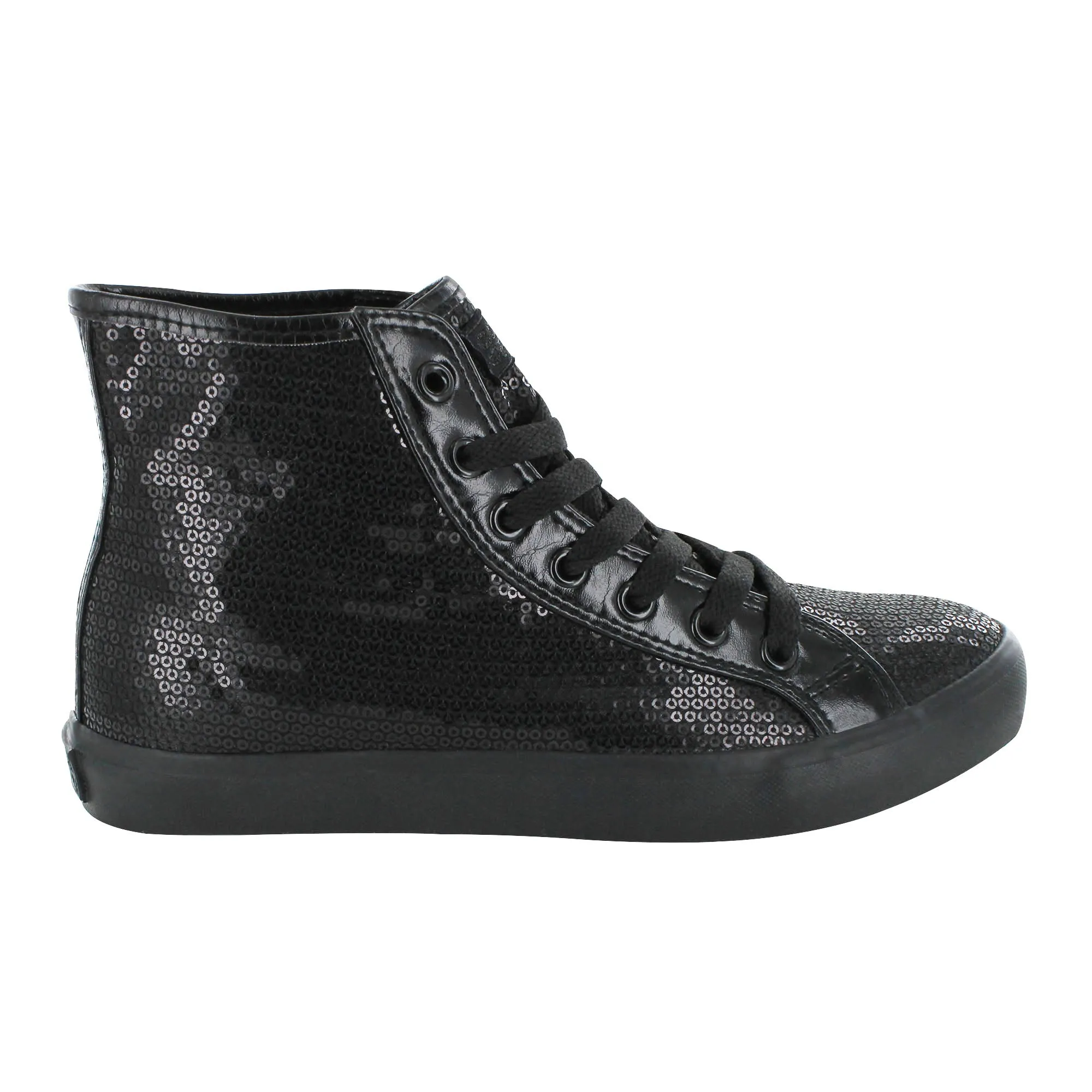 Gotta Flurt Girl's Disco II Hi Black/Black Sequin Hip Hop Dance Sneaker