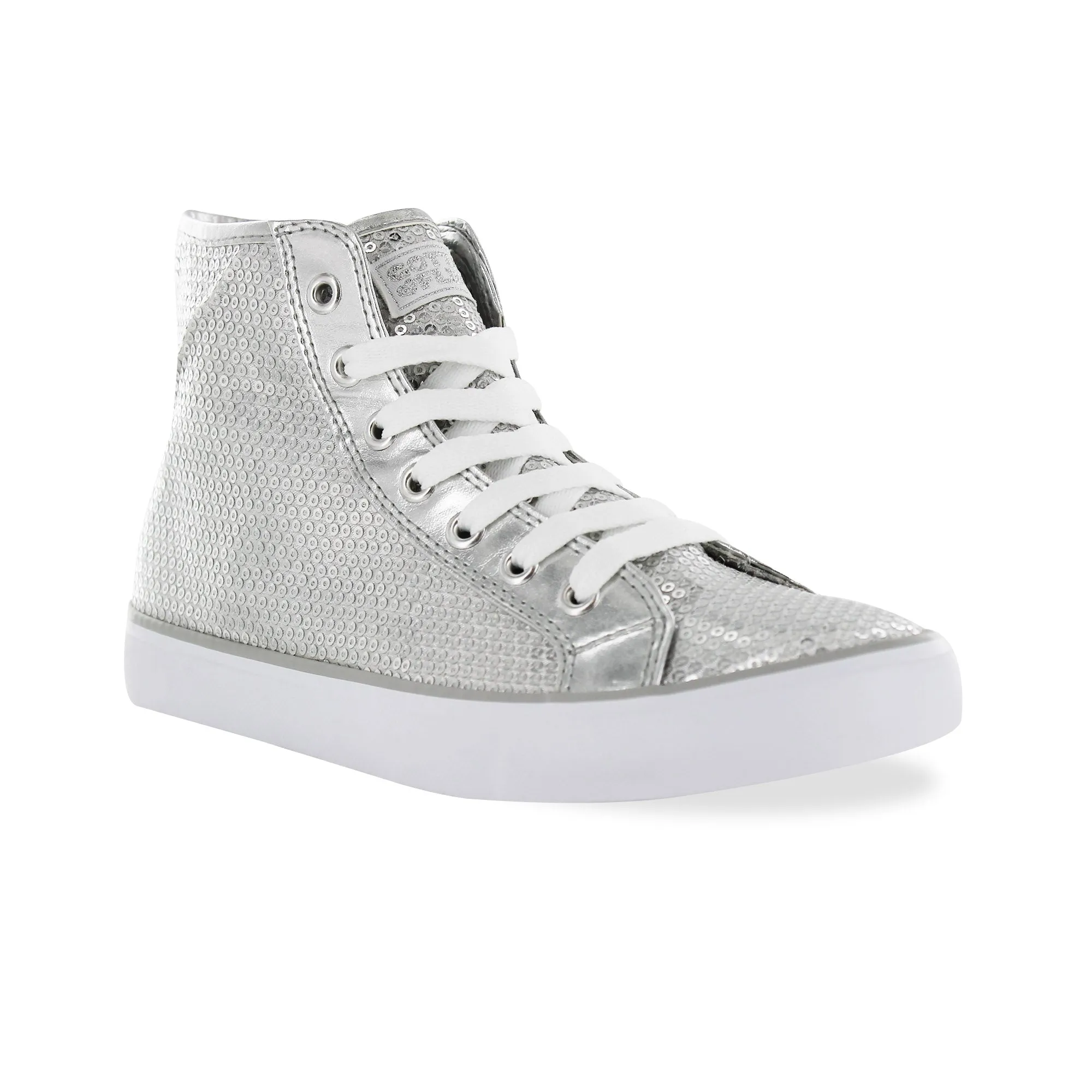 Gotta Flurt Girl's Disco II Hi Silver Sequin Hip Hop Dance Sneaker