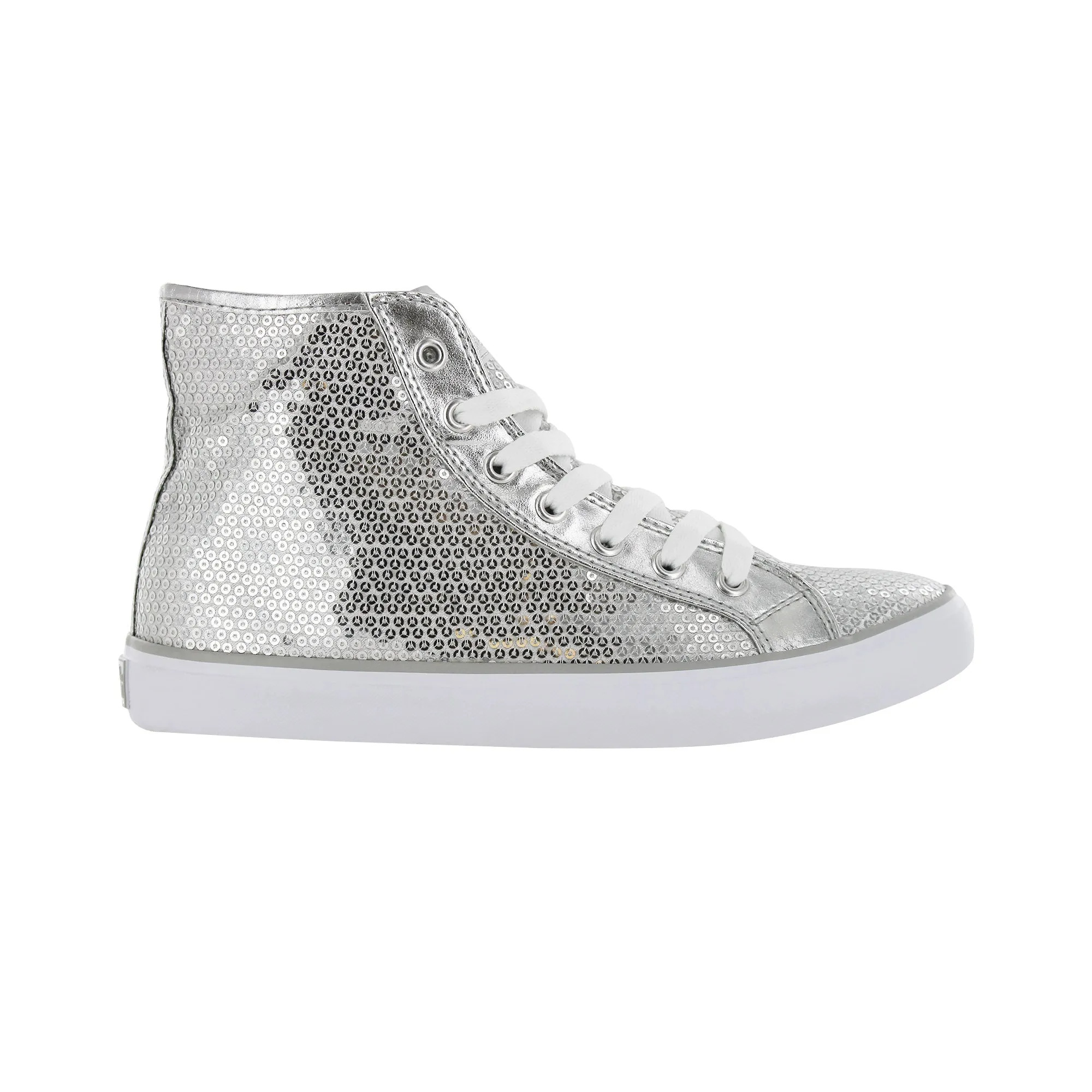 Gotta Flurt Girl's Disco II Hi Silver Sequin Hip Hop Dance Sneaker
