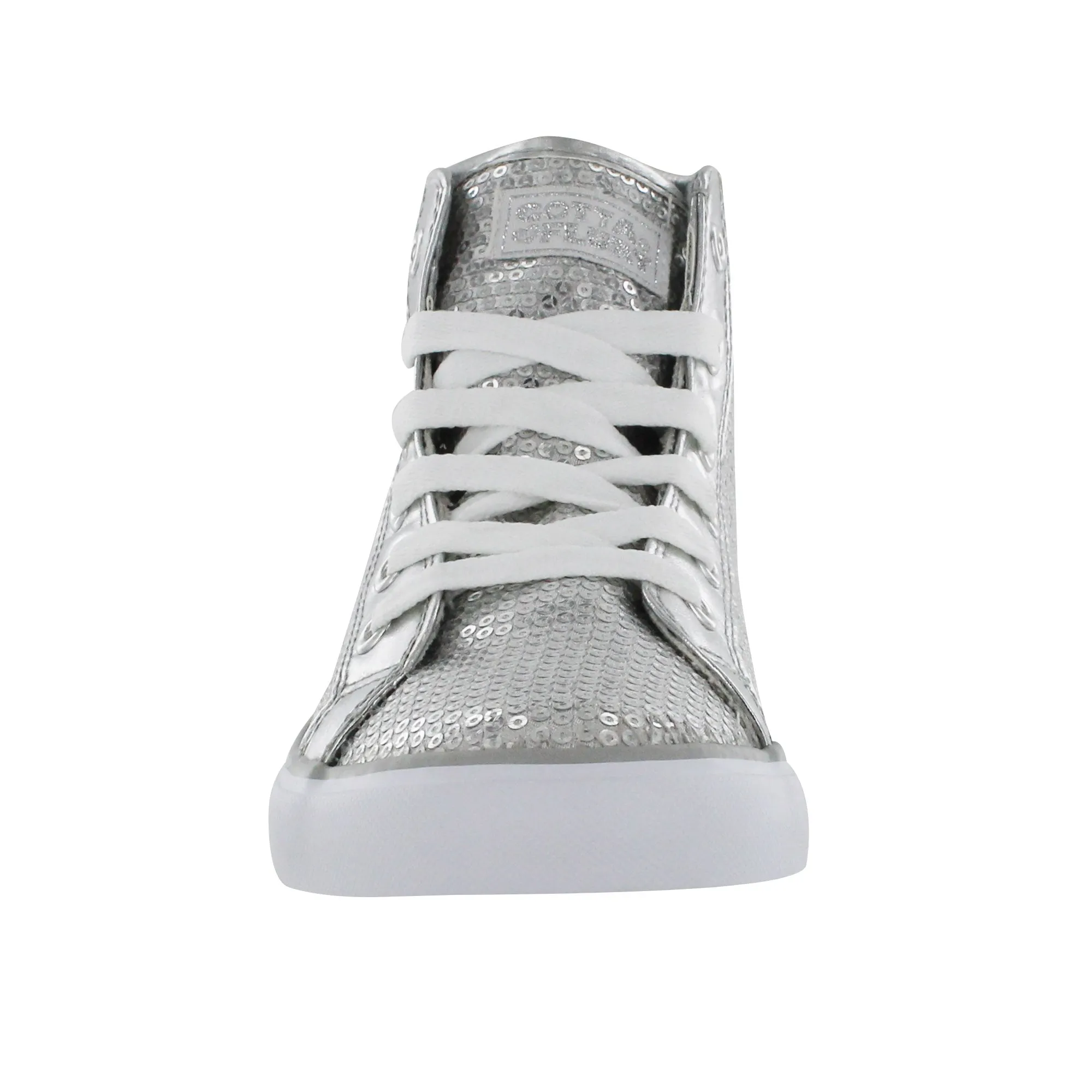 Gotta Flurt Girl's Disco II Hi Silver Sequin Hip Hop Dance Sneaker